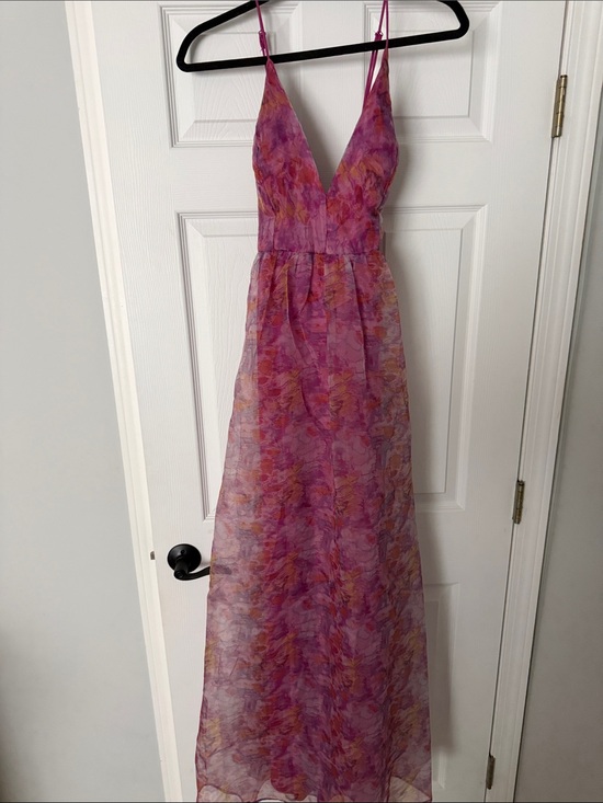 Lulus Dresses & Skirts - Lulu's Pink & Purple Floral V-Neck Spaghetti Strap Maxi Dress